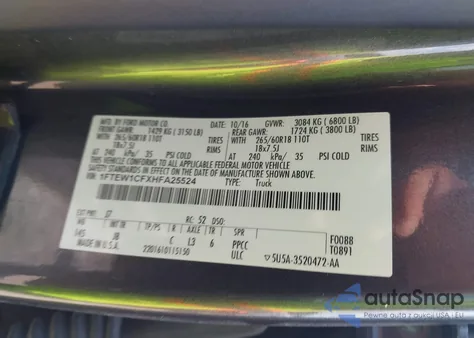 2017 Ford F-150 Xlt from USA, damaged, VIN 1FTEW1CFXHFA25524